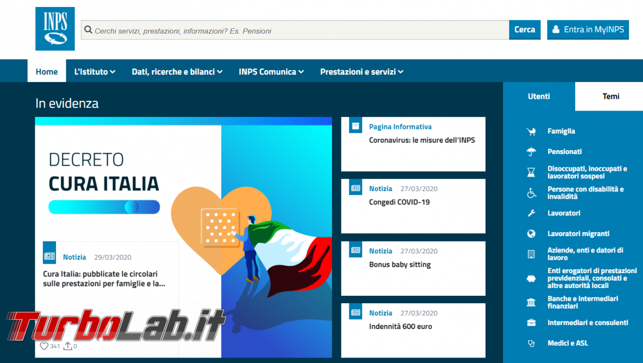 Sito INPS non funziona boom di accessi per richiedere PIN e bonus di