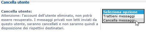 cancellazione utente forum