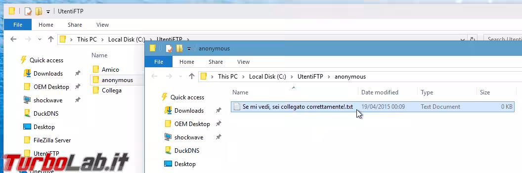 UtentiFTP cartella anonymous