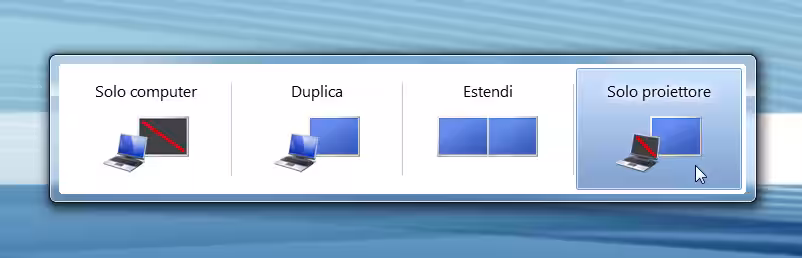 windows 7 monitor esterno solo proiettor