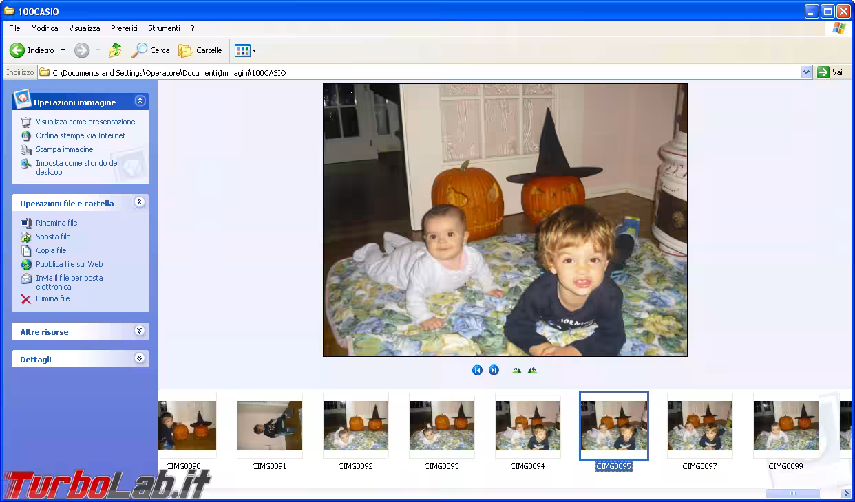 windows xp explorer visualizzazione sequenza foto