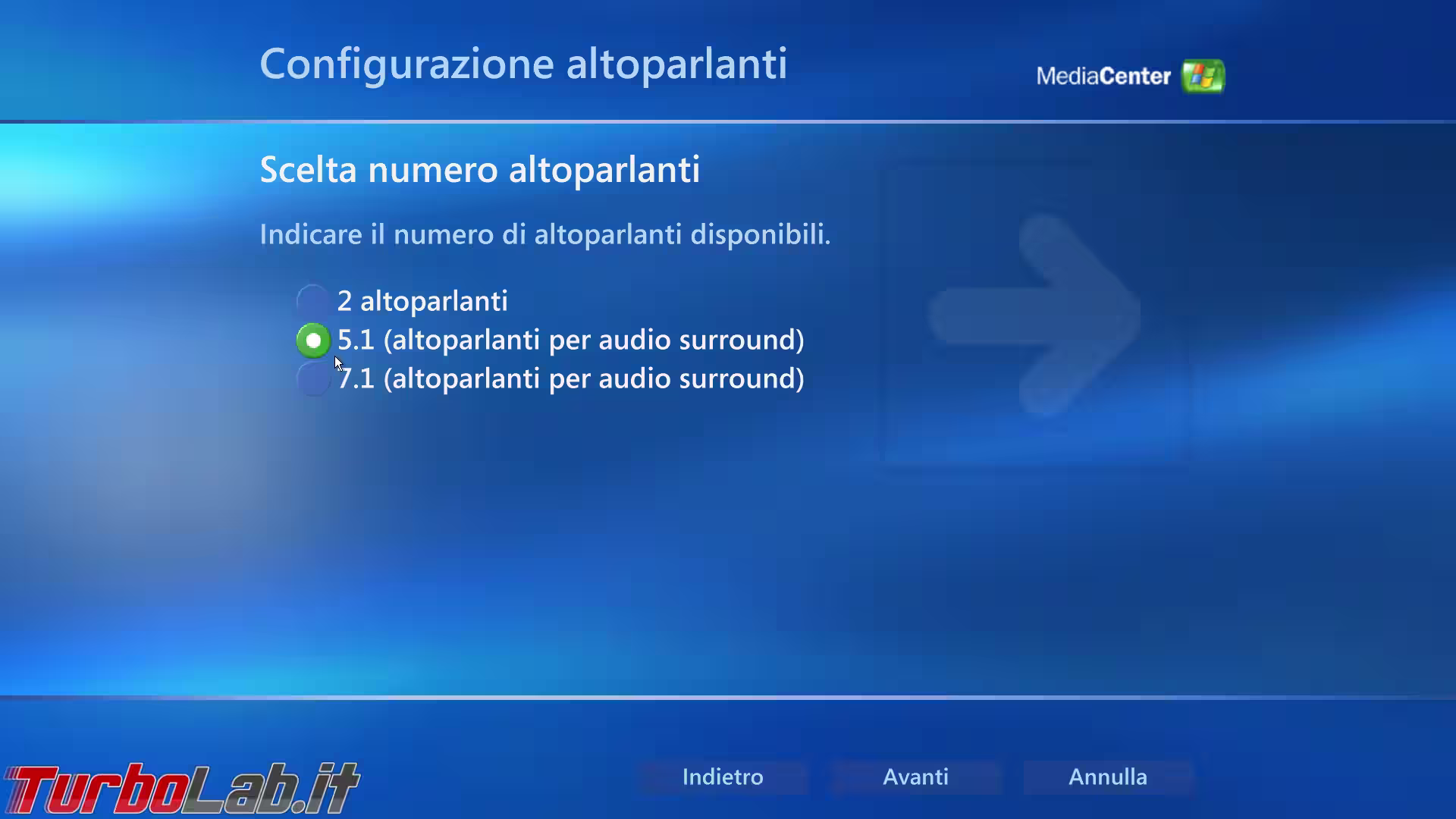 windows xp media center audio setup