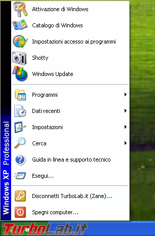 windows xp menu start classico