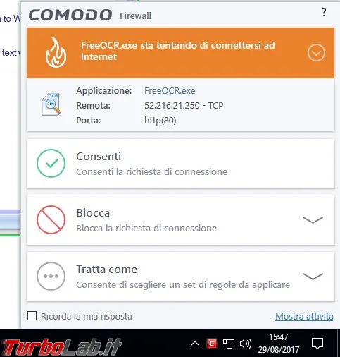 Avviso firewall