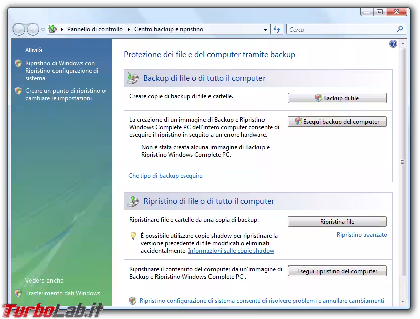 Centro backup e ripristino