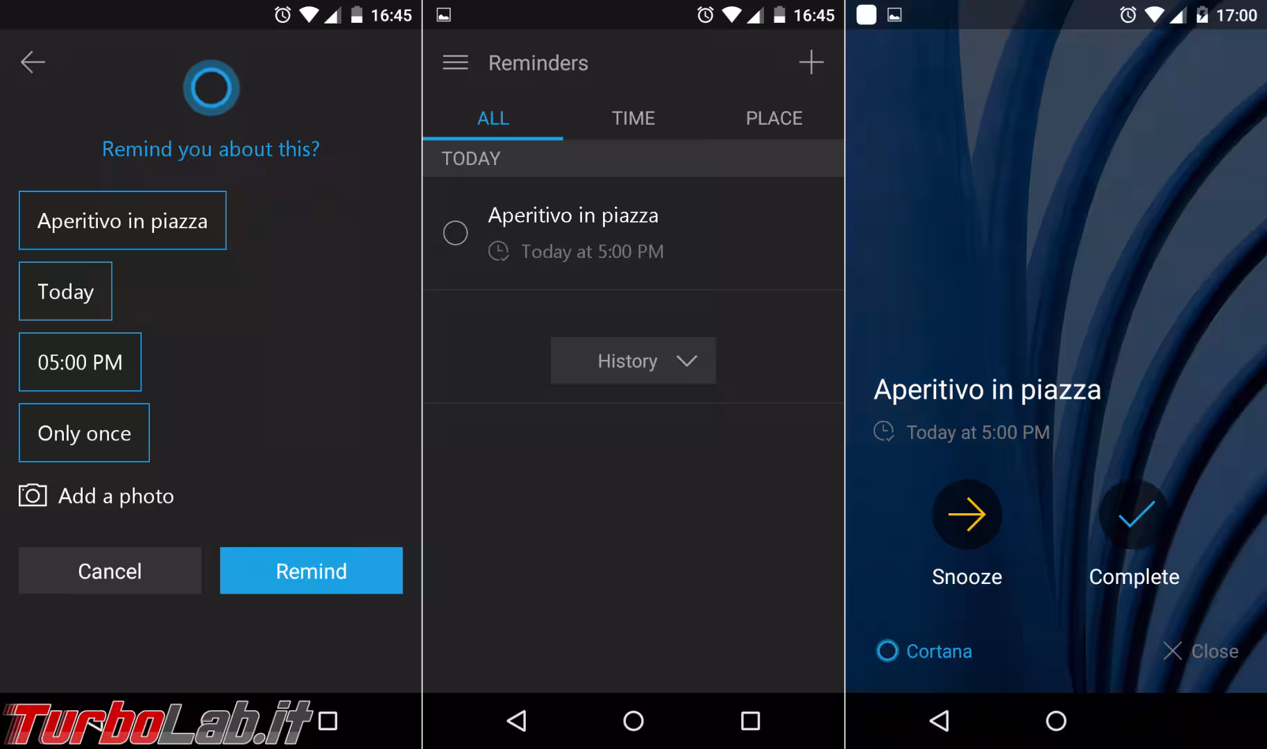cortana android reminder