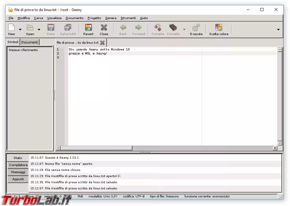 geany windows 10 wsl