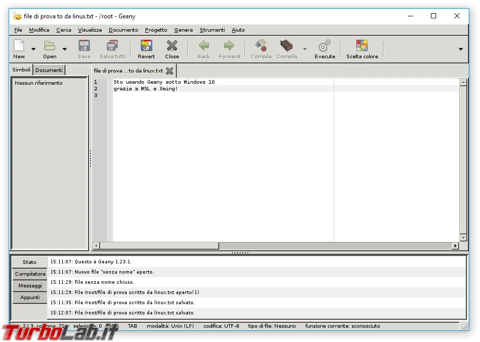 geany windows 10 wsl