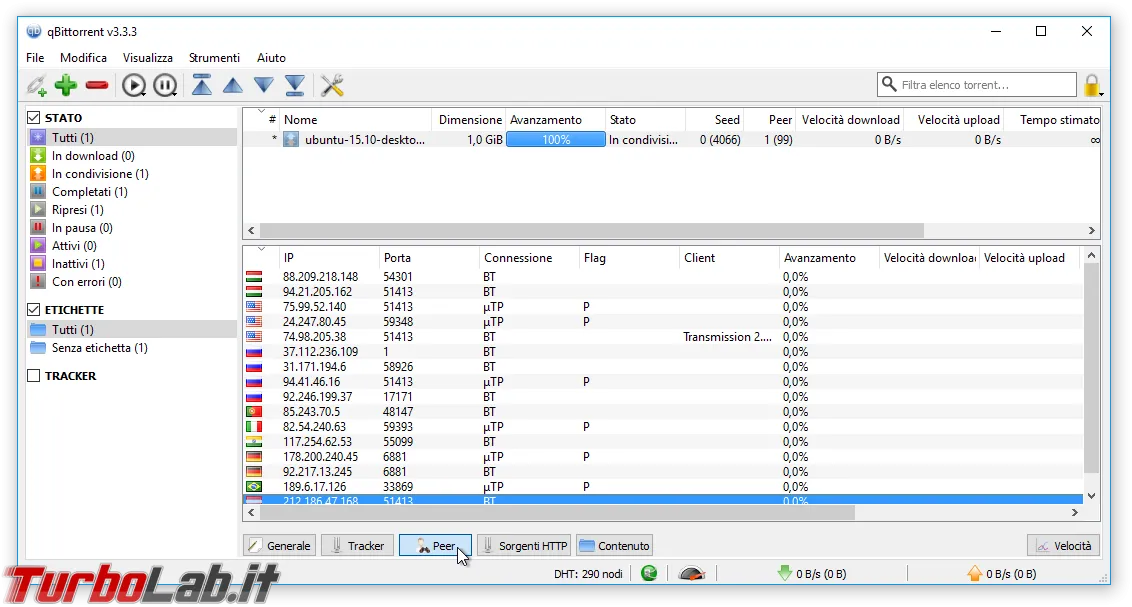 qBittorrent peer lista ip