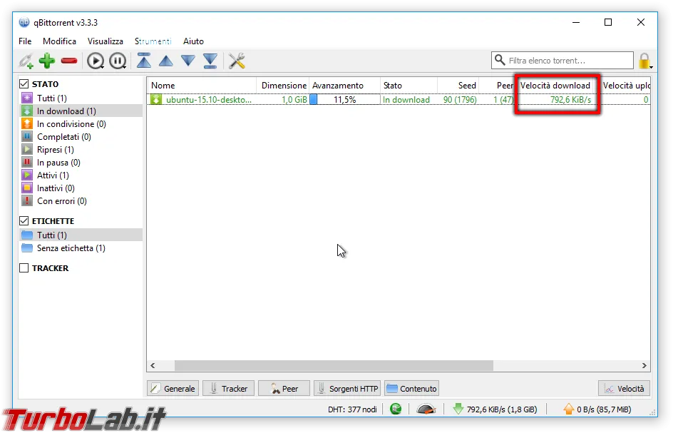 qBittorrent velocità massima