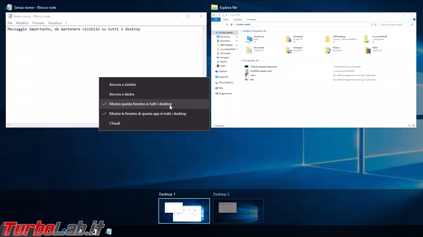 windows 10 1607 task view app sempre visibil