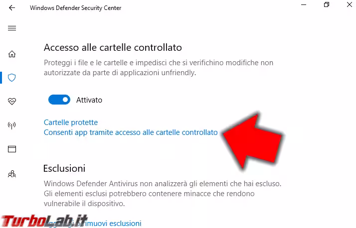 windows defender controlled access folder