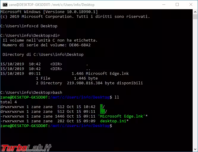 bash da prompt windows