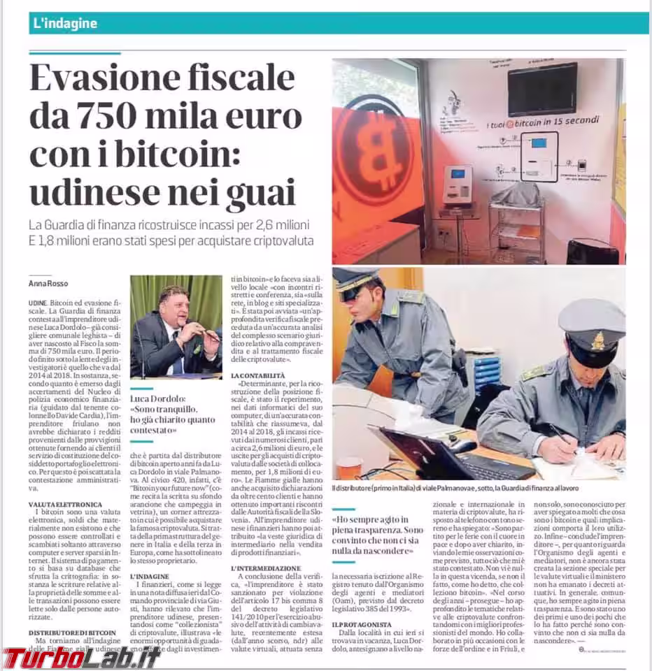 giornale evasione fiscale 750 milioni evasione fiscale bitcoin