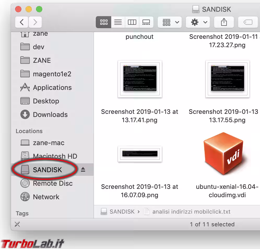 macos finder sandisk label