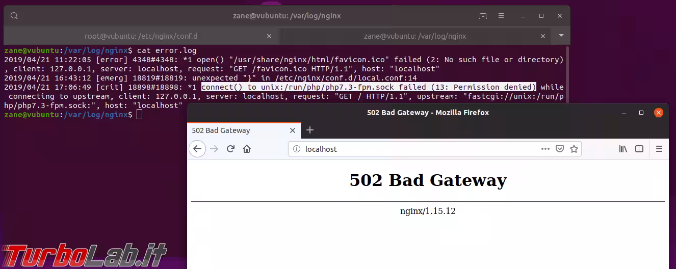 nginx php-fpm errore 502 permission denied