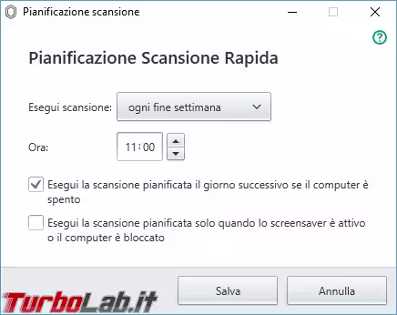 Scansione rapida pianificata