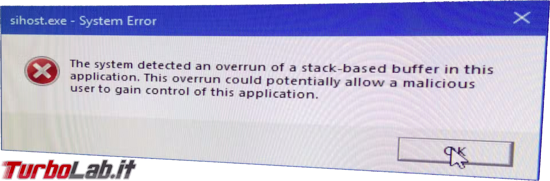 sihost errore buffer overflow