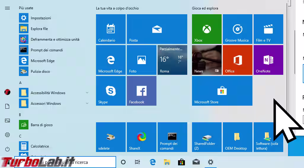 windows 10 ingrandire cursore
