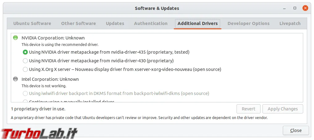 driver nvidia ubuntu attivato