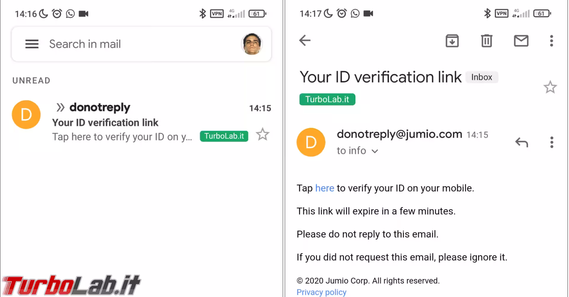 jumio kyc email