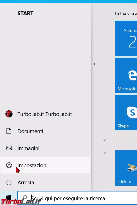 start impostazioni