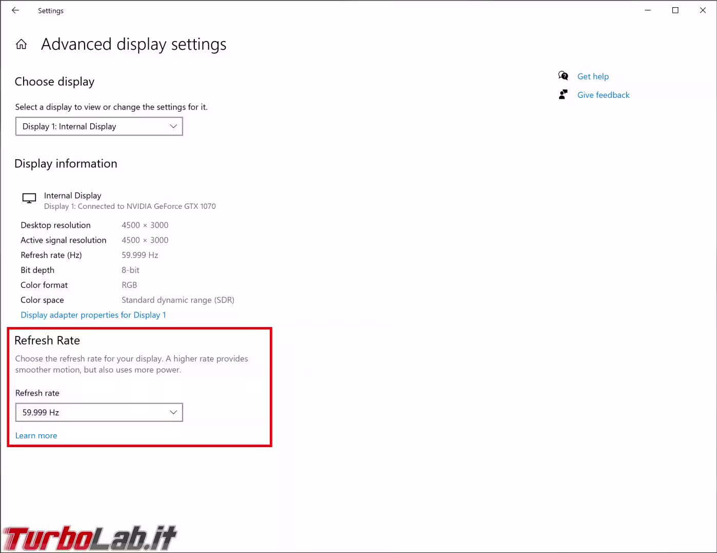 windows 10 refresh rate