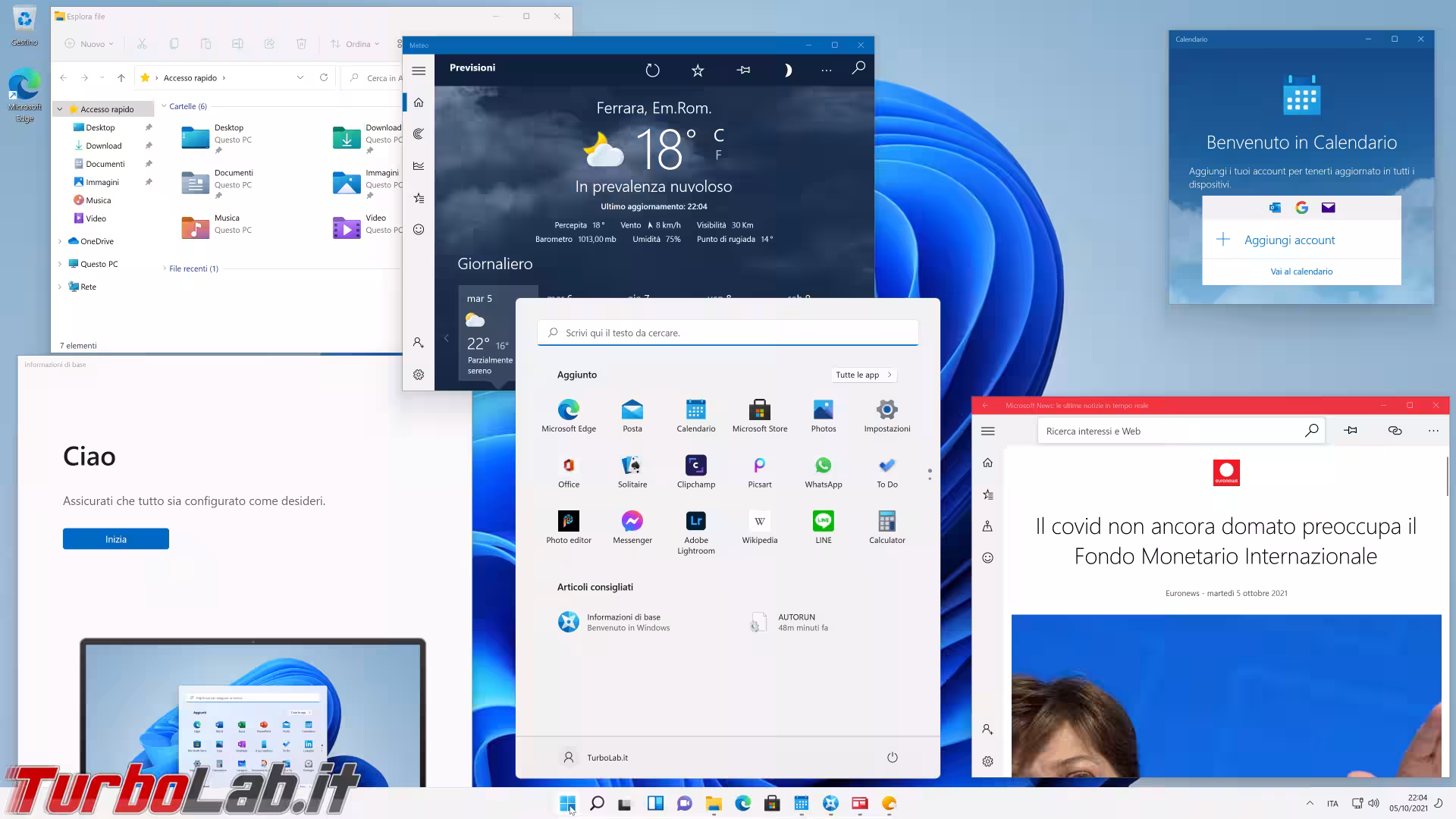 windows 11 desktop con finestr