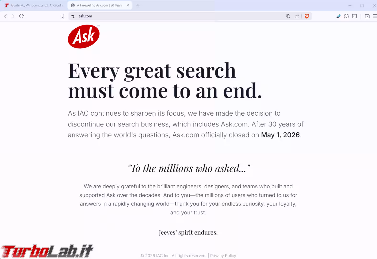 ask.com shutdow