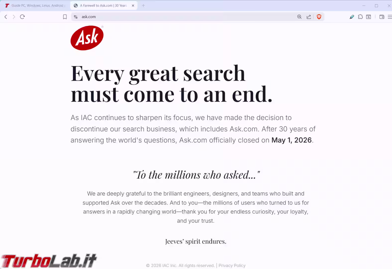 ask.com shutdown