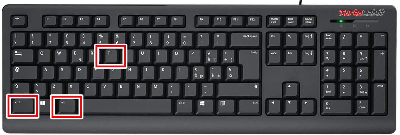 tastiera keyboard ctrl+alt+T