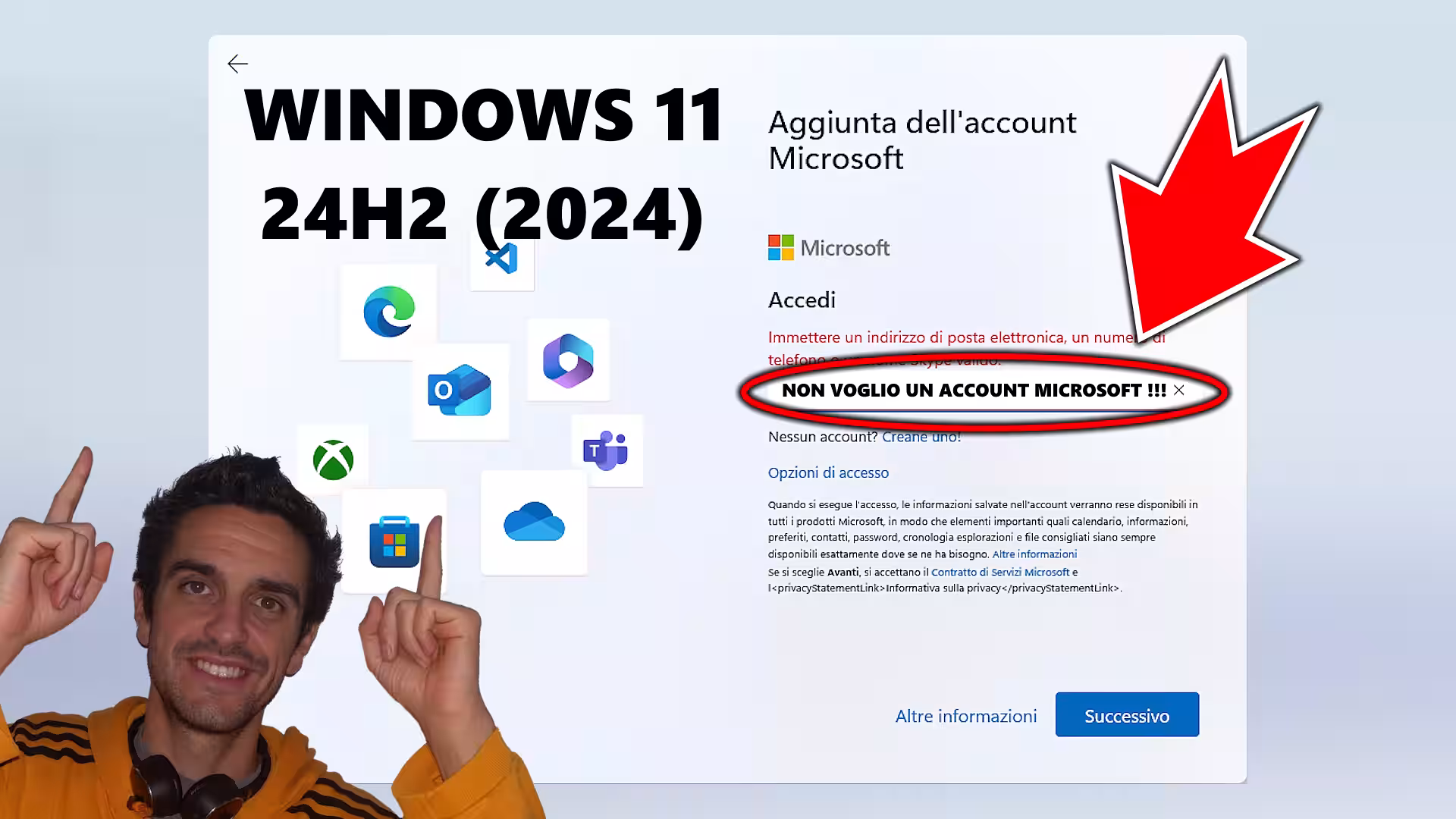 windows 11 24h2 senza account microsoft