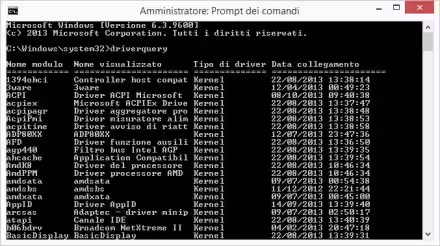 Visualizzare e salvare la lista dei driver installati nel sistema operativo