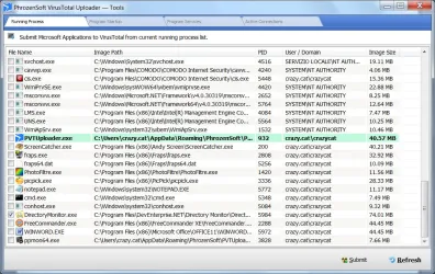 PhrozenSoft VirusTotal Uploader l'analizzatore dei vostri file e servizi di Windows