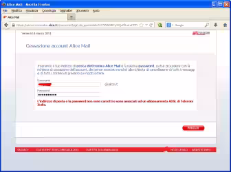 Cancellare gli indirizzi di posta dei provider Web