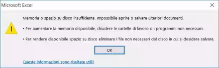 Microsoft Office 2013 e l'errore Memoria o spazio su disco insufficiente