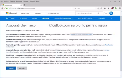 Come cancellare un account Microsoft (@outlook) che non utilizziamo più