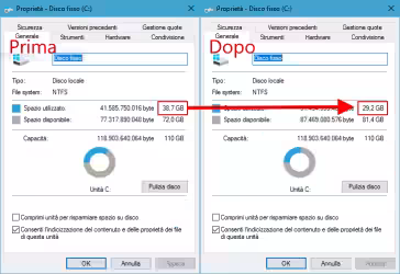 Guida: come liberare 20 GB di spazio su disco dopo l'aggiornamento a Windows 10 21H2 (Novembre 2021)