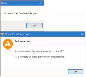 Come aggiornare Skype e superare l'errore 1603