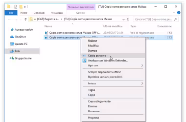 Copia come percorso sempre visibile in Windows 10 (senza premere Maiusc/Shift)? ecco come fare