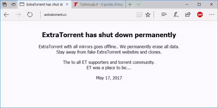 Anche ExtraTorrent ha chiuso definitivamente i battenti