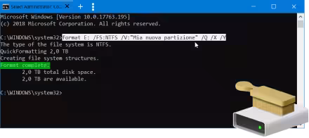 Come formattare un disco da linea di comando con Windows 10 (guida a format senza conferma etichetta volume)