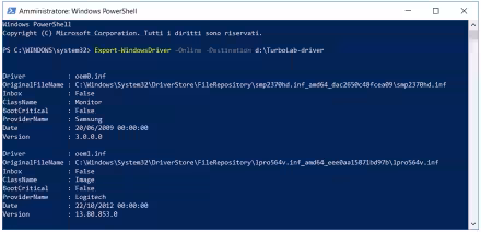Come salvare i driver non di sistema direttamente dalla riga di comando o da PowerShell con Windows 10