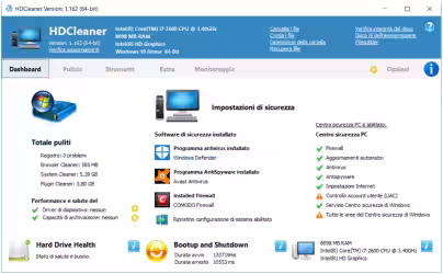 HDCleaner il tutto fare per la pulizia, manutenzione e raccolta informazioni del computer