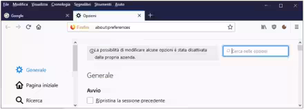 Firefox e il messaggio "La possibilità di modificare alcune opzioni è stata disattivata dalla propria azienda". Cosa vuole dire e perché compare?