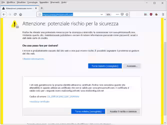 La connessione del browser si interrompe per problemi con il certificato di sicurezza del sito