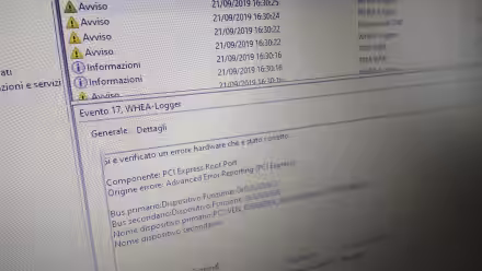 [risolto] Windows 10, Si è verificato un errore hardware che è stato corretto: PCI Express Root Port (Evento 17, WHEA-Logger)