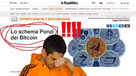 La Repubblica e "Lo schema Ponzi dei Bitcoin" (video)