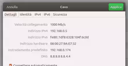 Guida: impostare manualmente l'indirizzo IP statico della rete con Ubuntu 20.04