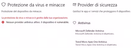 Come risolvere l'errore "Nessun provider antivirus attivo. Il dispositivo è vulnerabile" con Windows 10